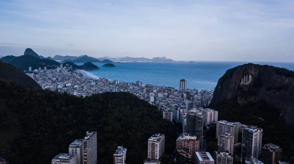 Vue Aérienne Drone Lagune Rio Janeiro Copacabana Crépuscule — Photo