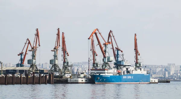 Puerto Comercial Bakú Azerbaiyán Enero 2018 Los Buques Marítimos Compañía — Foto de Stock