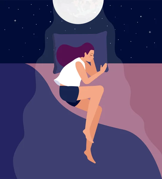 Ilustración Vectorial Mujer Dormida — Vector de stock