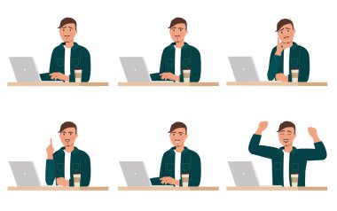 Bilgisayarda çalışan bir adam. Çalışma süreci.