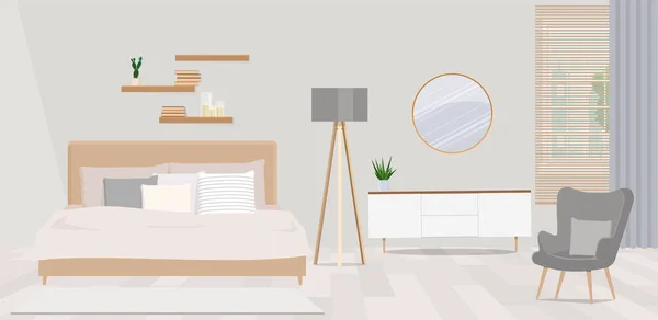 Dormitorio Interior Ilustración Vectorial — Vector de stock