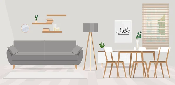 Sala Estar Interior Con Sofá Vector Ilustración — Vector de stock