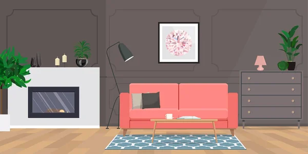 Woonkamer Interieur Met Sofa Vector Illustratie — Stockvector