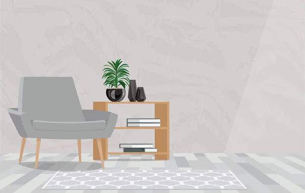 Salón Interior Con Sillón Ilustración Vectorial — Archivo Imágenes Vectoriales