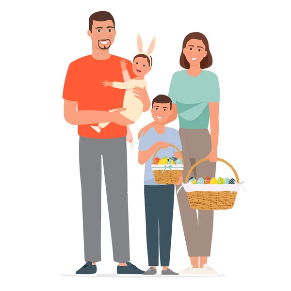 Paskalya 'da çocuklu mutlu bir aile.
