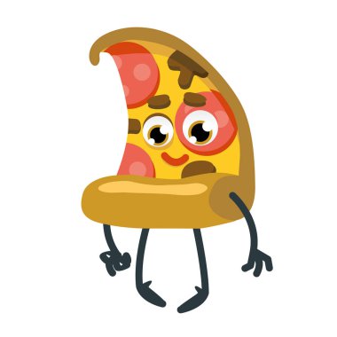 eğlenceli dilim pizza tarz. beyaz bir arka plan üzerinde lokanta. şık 2d çizimde