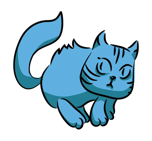 Gato Azul Corriendo Aislamiento Sobre Fondo Blanco Una Serie Tontos — Archivo Imágenes Vectoriales