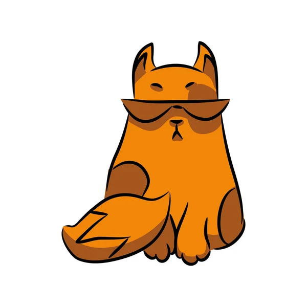 Orange Katt Med Glasögon Isolering Vit Bakgrund Serie Fåniga Flerfärgad — Stock vektor