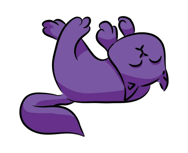 Фіолетовий Кіт Спокійно Лежить Підлозі Ізоляція Білому Тлі Серія Дурних — стоковий вектор
