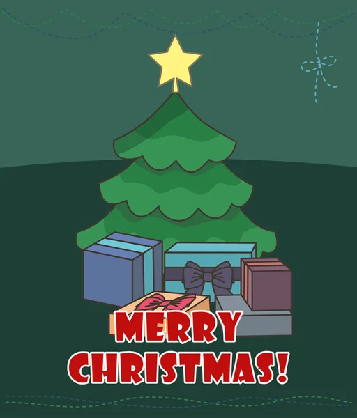 Cartão Natal Árvore Natal Presentes Fundo Vertical Vetorial — Vetor de Stock