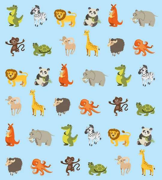 Bebé Azul Fondos Pantalla Con Diferentes Animales Gráficos Vectoriales — Vector de stock