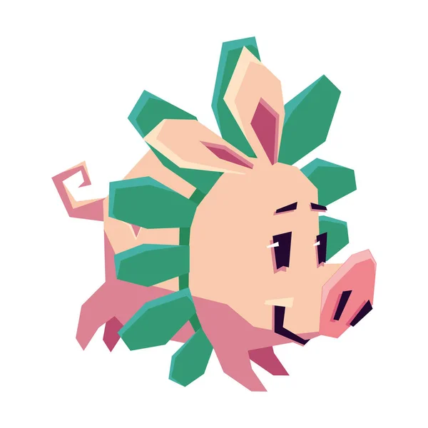 穿着狂欢节服装的可爱小猪 矢量平图 — 图库矢量图片