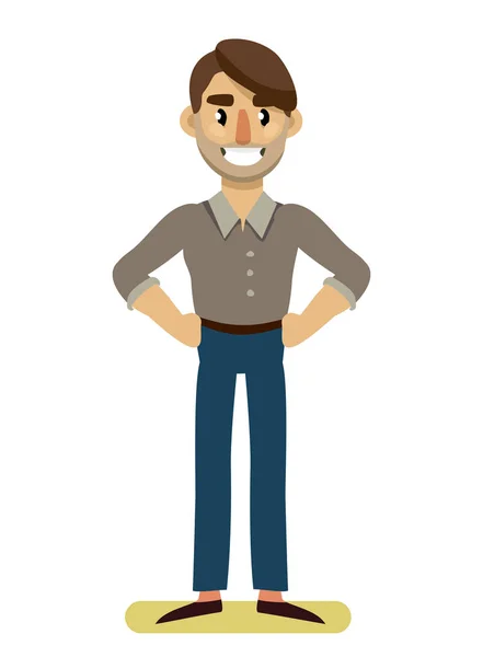 Happy Man White Background Vector Flat Illustration — Stock Vector