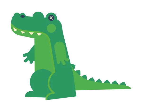 Bonito Dinossauro Brinquedo Fundo Branco Ilustração Plana Vetorial — Vetor de Stock