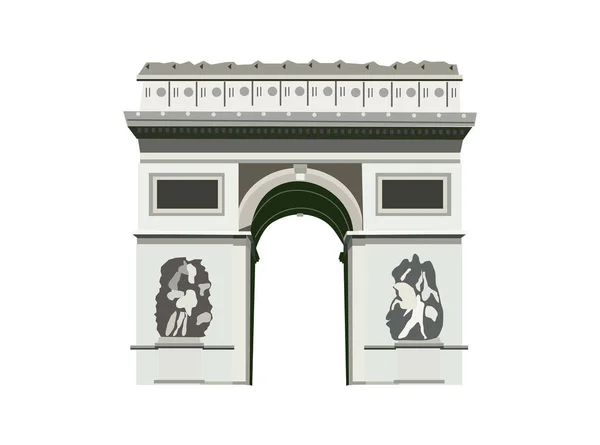 Arc Triomphe Paris European Landmark Travel Vector Flat Illustration — Stock Vector