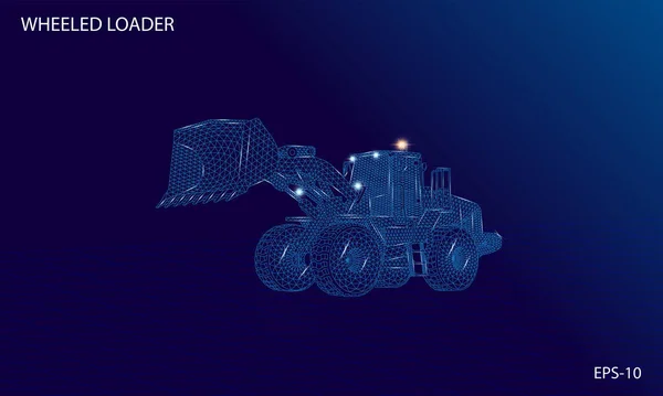 Radlader Drahtgestell Futuristisches Design Konzept Vektor Illustration Von Baumaschinen — Stockvektor