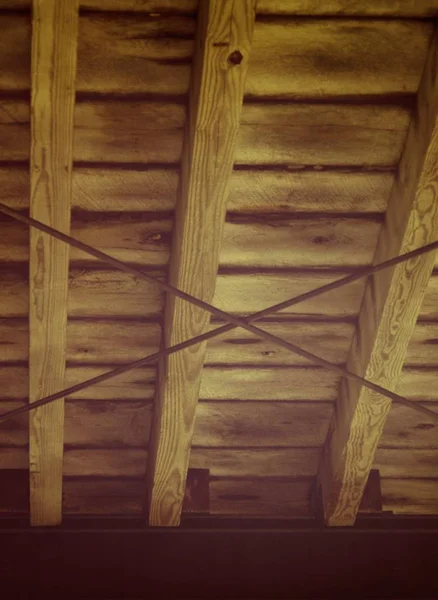 Drewniane Tekstury Dolnej Części Mostka Wykonane Pionowo — Zdjęcie stockowe