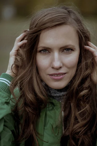 Autumn Woman Portrait Autumn Park Toned Vintage Image — Stock Photo, Image