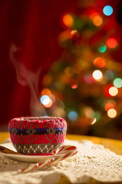 Vánoční Dekorace Šálek Čaje Nebo Kávy — Stock fotografie