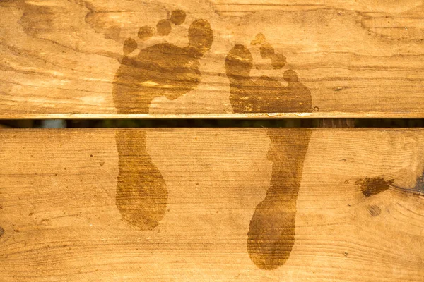 Print Wet Legs Wooden Floor — Stock Photo, Image