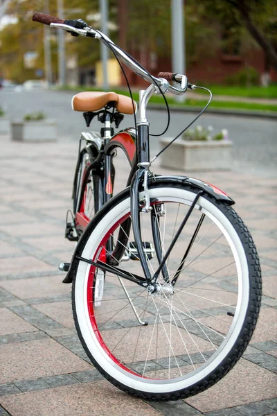 Retro Bicycle Street Sunny Autumn Day — Stock Photo, Image