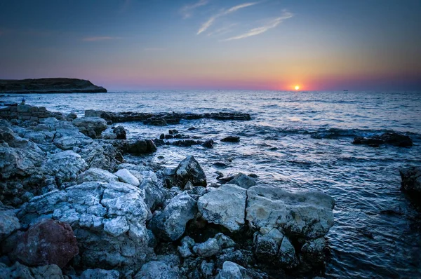 Прекрасний Захід Сонця Морі Спусками Сонця — стокове фото