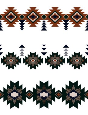 Beyaz arka plan ile Afrika etnik üç sıra ile sorunsuz soyut.