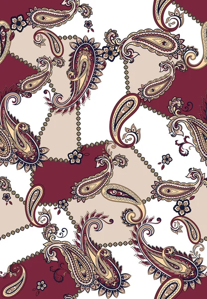 Modello Paisley Colorato Senza Cuciture Patch Stampa Tessuto Disegno Tessile — Foto Stock