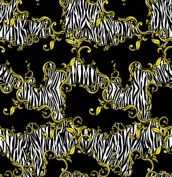 Padrão Cor Sem Costura Zebra Barroco Patch Para Impressão Tecido — Fotografia de Stock