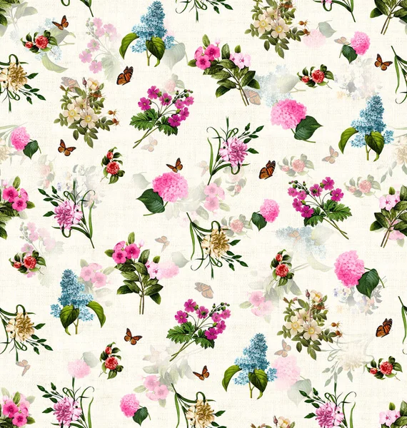 Padrão Sem Costura Com Dahlias Rosa Pequenas Flores Abstratas Fantasia — Fotografia de Stock