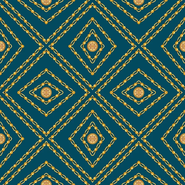 Абстрактный Геометрический Дизайн Бесшовные Цепочки Темно Синего Золотого Цвета Обоев — стоковое фото