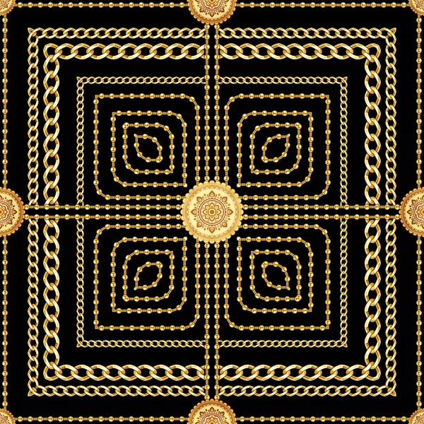 Golden Chains Seamless Pattern Jewelry Pendants Design Textile Prints Silk — Stock Photo, Image