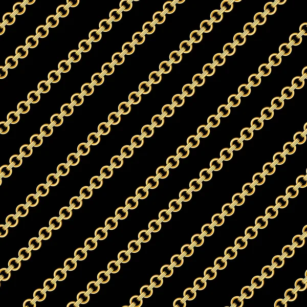 Абстрактний Безшовний Візерунок Блискучими Золотими Ланцюжками Чорному Тлі Тканини Модний — стокове фото
