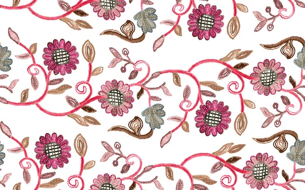 Seamless pattern with flowers. Design for fabric textile on white background. Ready for Prints.