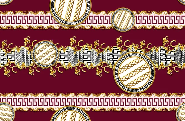 Nahtloses Muster Einer Goldenen Antiken Dekorativen Barke Mit Versace Motiv — Stockfoto