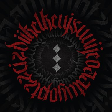 Siyah arkaplanda Gotik kırmızı el yazısı. Tekstil baskıları için hazır.