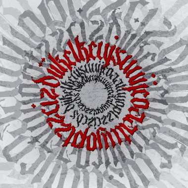 Siyah arka planda modern kırmızı kaligrafinin Gotik soyutlaması. Tekstil baskıları için hazır.