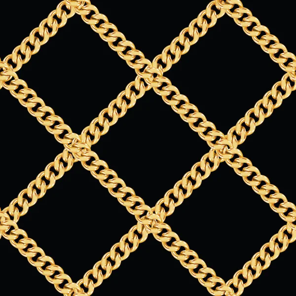 黒の背景に金の鎖のシームレスなパターン ファブリック プリント テキスタイルのための準備ができて繰り返しデザイン — ストック写真