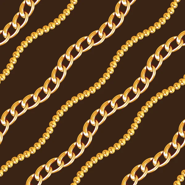Nahtloses Muster Goldener Ketten Auf Dunkelbraunem Hintergrund Wiederholtes Design Für — Stockfoto
