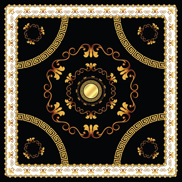 Scarf Design Golden Chains Black White Background Modern Pattern Made — Stock Photo, Image