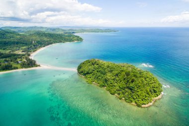 Kelambu beach, Kudat Sabah Doğu, Malezya havadan görünümü