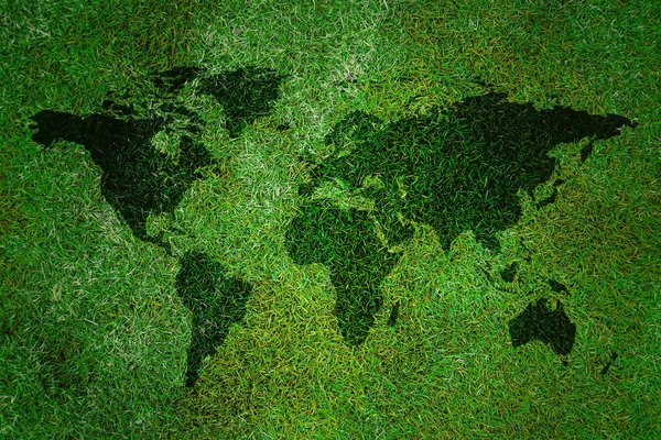 World Map Grass Background — Stock Photo, Image