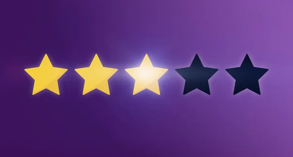 Rating of Five Star on purple background