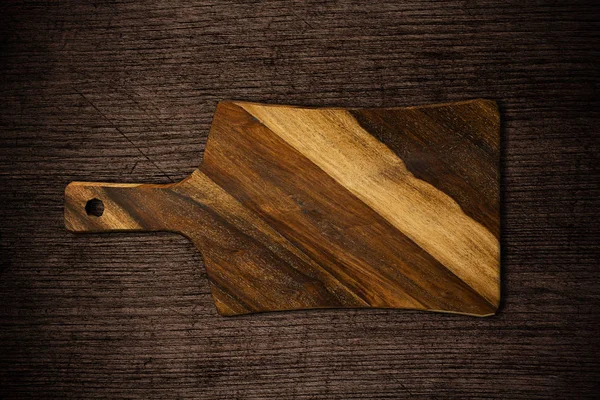 Deska Cięcia Drewna Żywności Tle Drewna — Zdjęcie stockowe