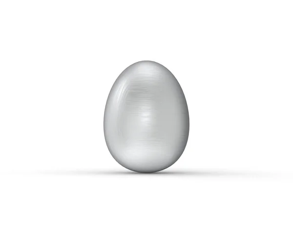 Stříbrný Velikonoční Vajíčko Bílém Pozadí — Stock fotografie