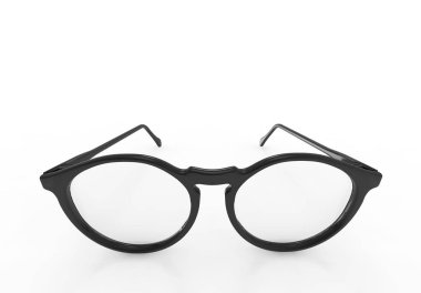 beyaz arkaplanda siyah gözlük