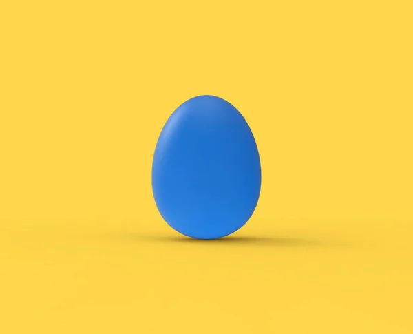 Blaues Osterei Auf Gelbem Hintergrund — Stockfoto