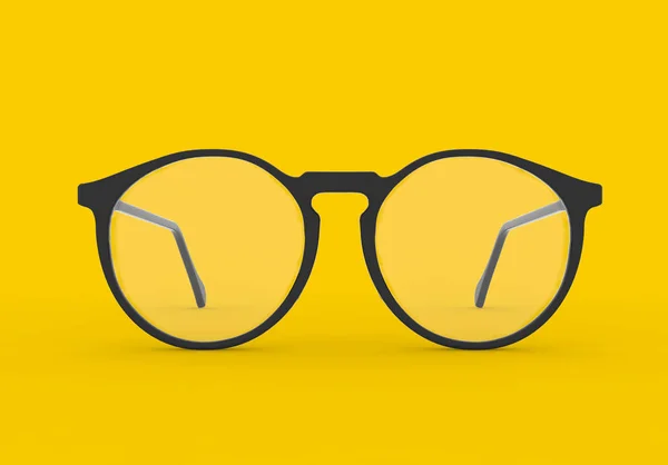 Gafas Aisladas Fondo Amarillo —  Fotos de Stock