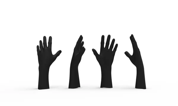 Black Hands Set White Background Image Rendering — Stock Photo, Image