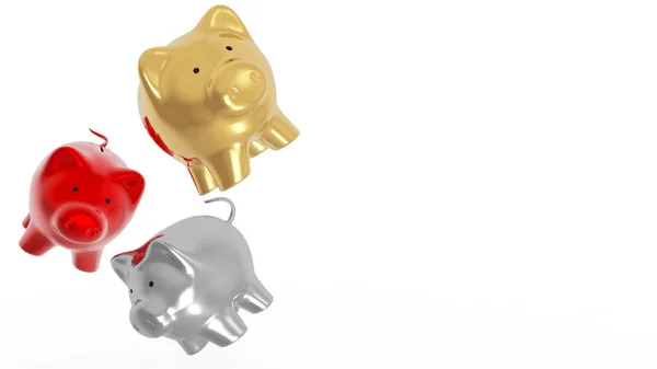 Piggy Bank Saving Red Gold Silver — Stock Photo, Image